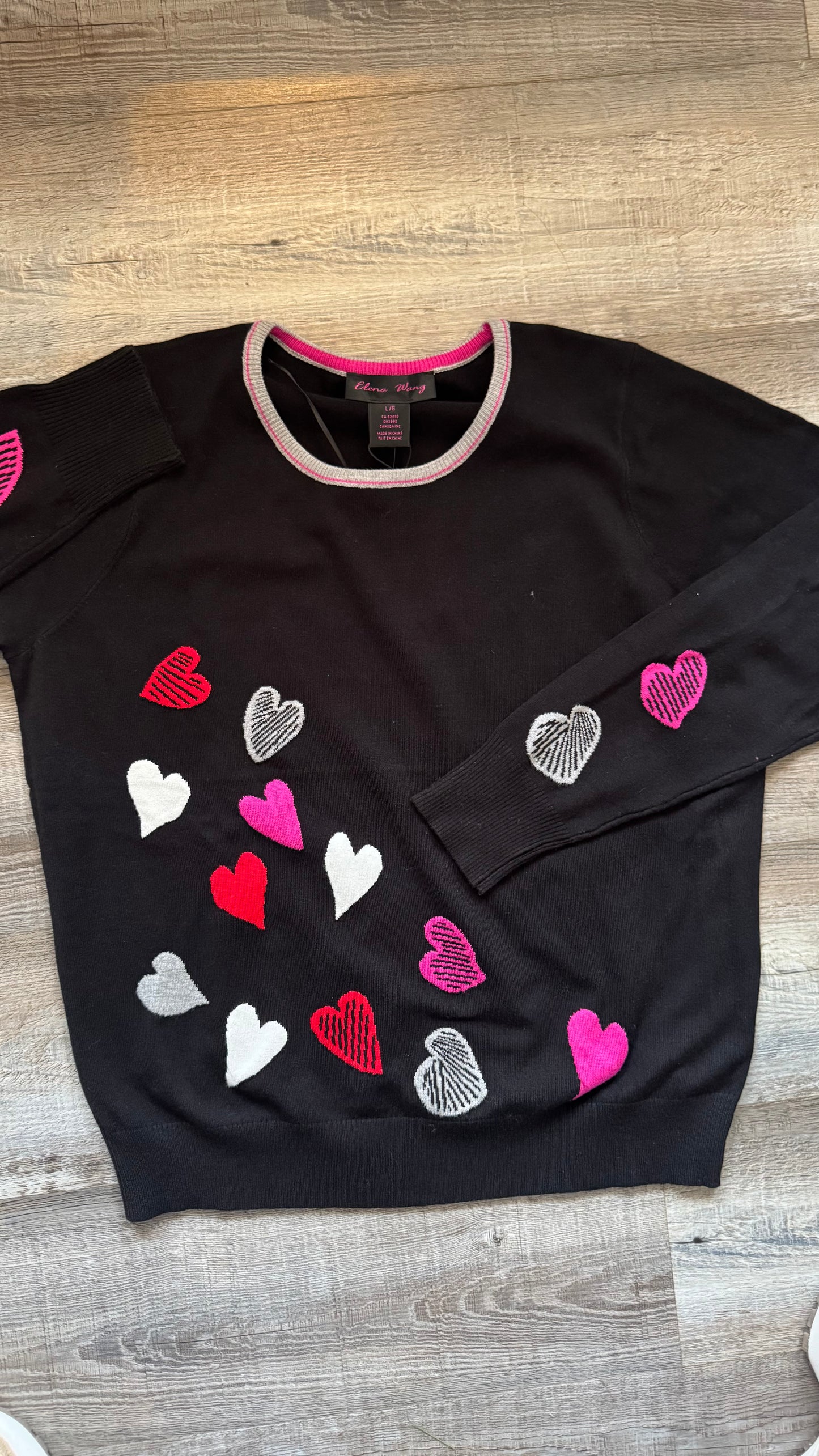 Elena Wang Black Sweater (Little Hearts)