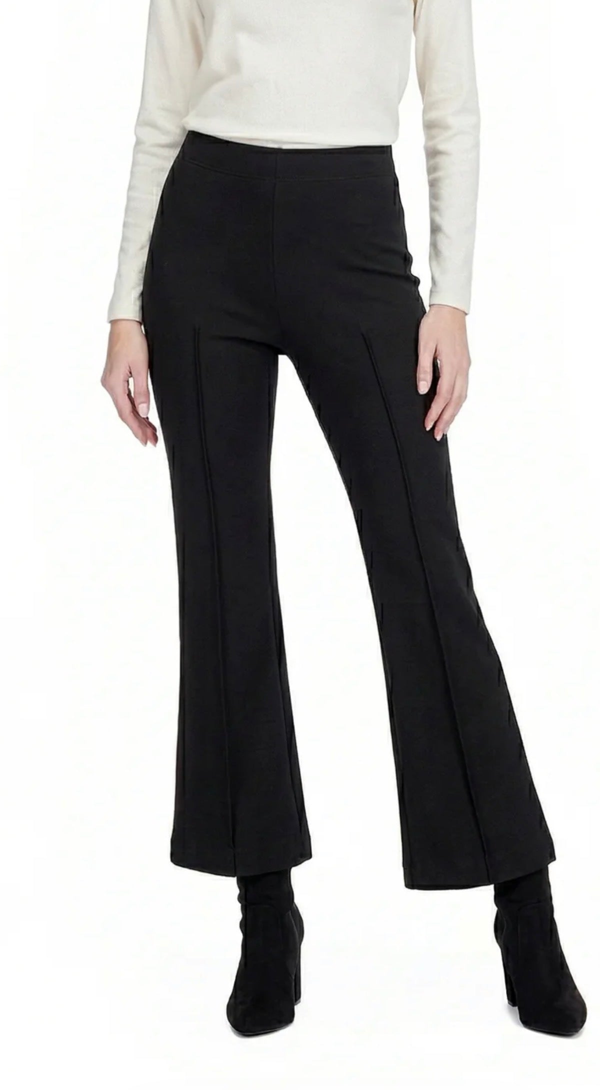 Jade Front Seam Black Ankle Ponte Pant
