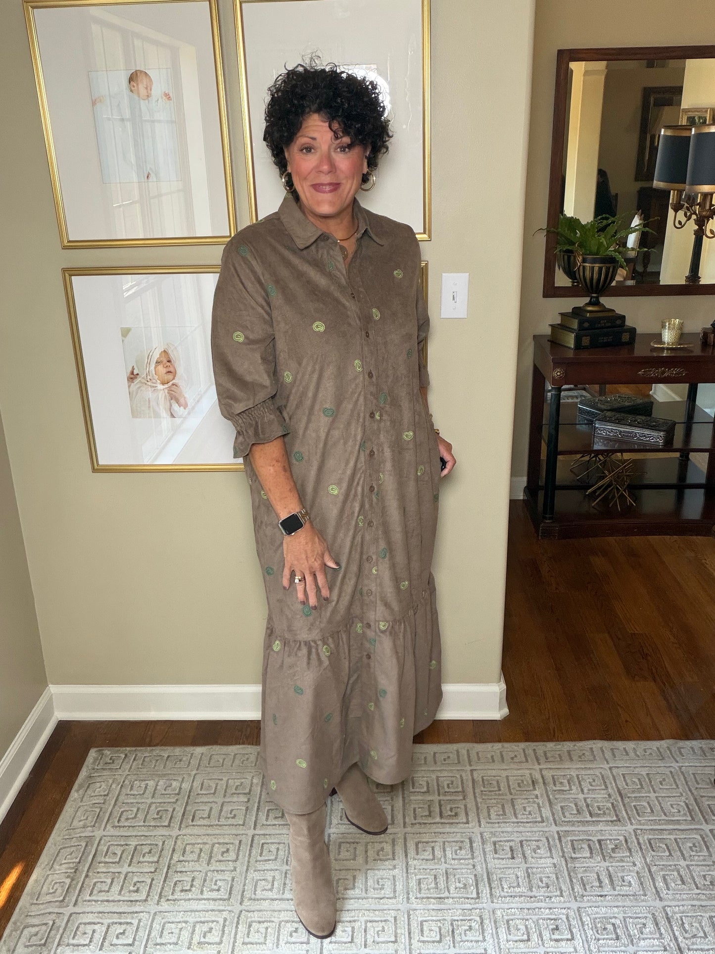 BOHO Chic Olive Suede Dress