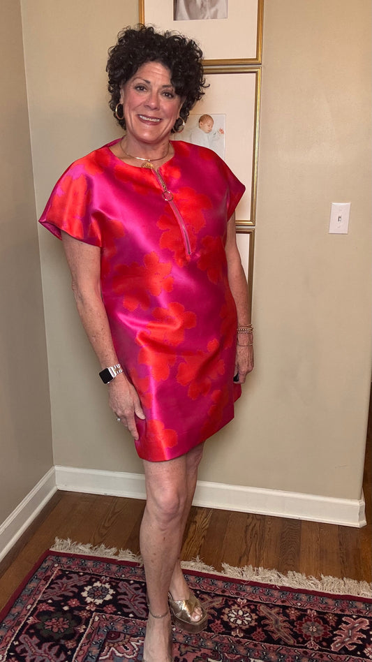 Jade Hibicus Brocade Zipper Shift Dress