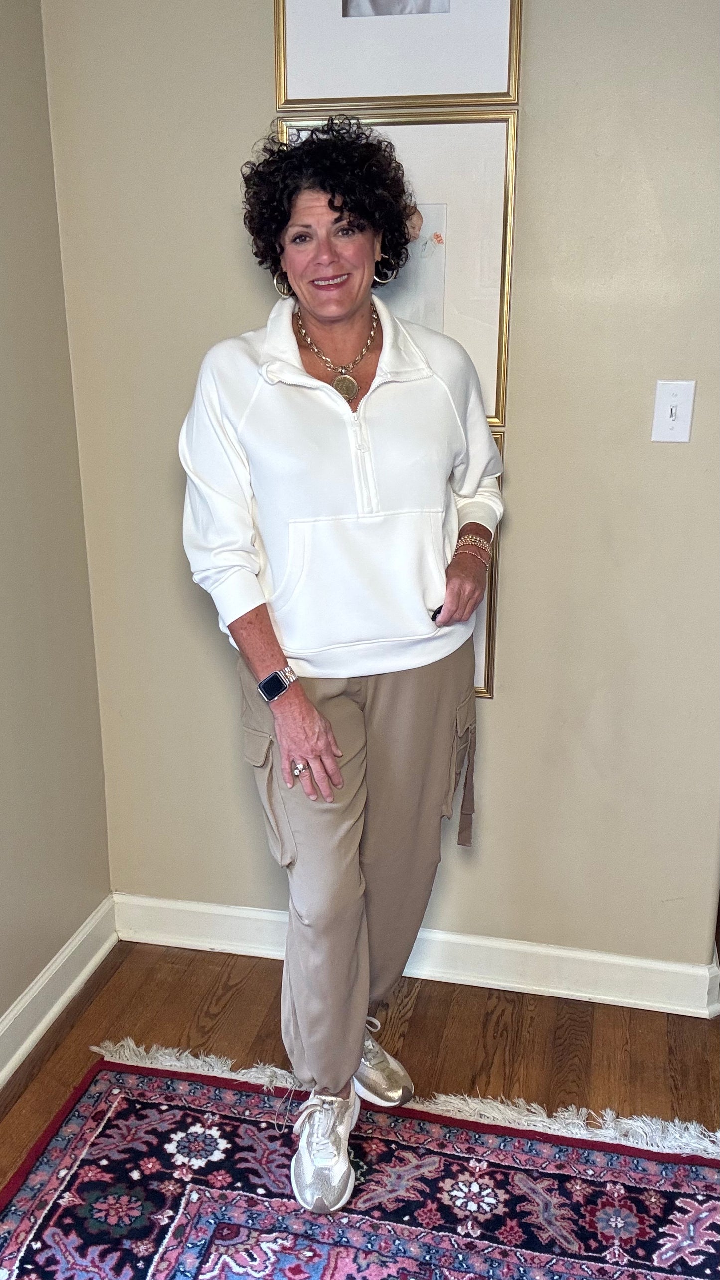 Liverpool Half Zip Pullover in White
