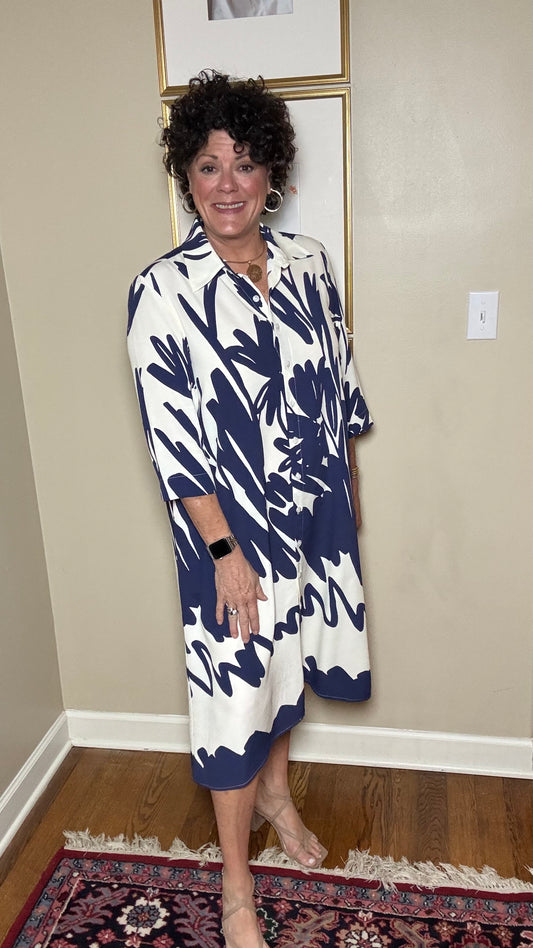 Scapa Navy/White Long Dress