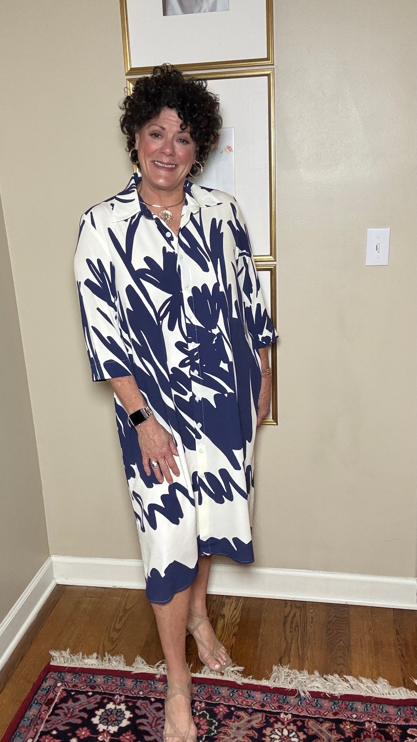 Scapa Navy/White Long Dress