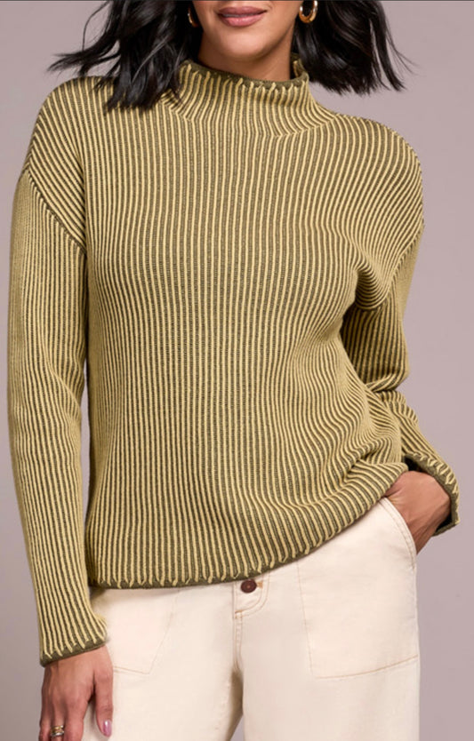 Tribal Funnel Neck Sweater (Leek)