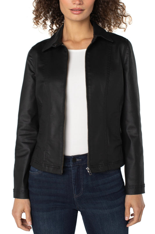 Liverpool 90's Zip Front Jacket (Coated Black)