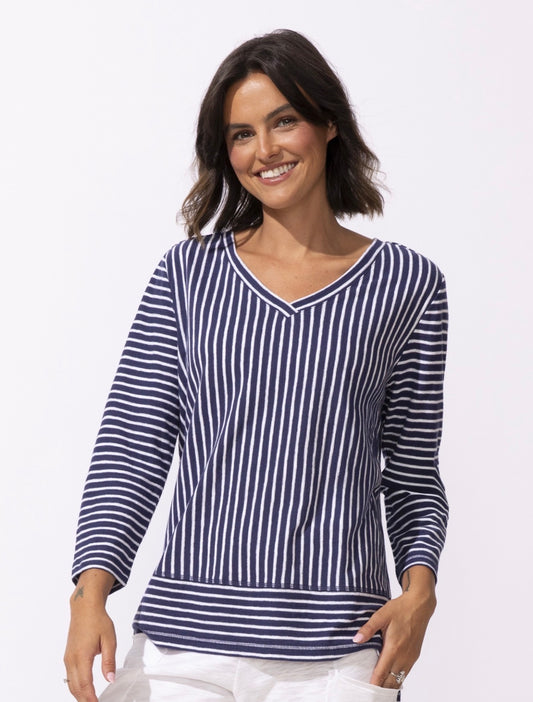 Escape Navy & White Stripe Top