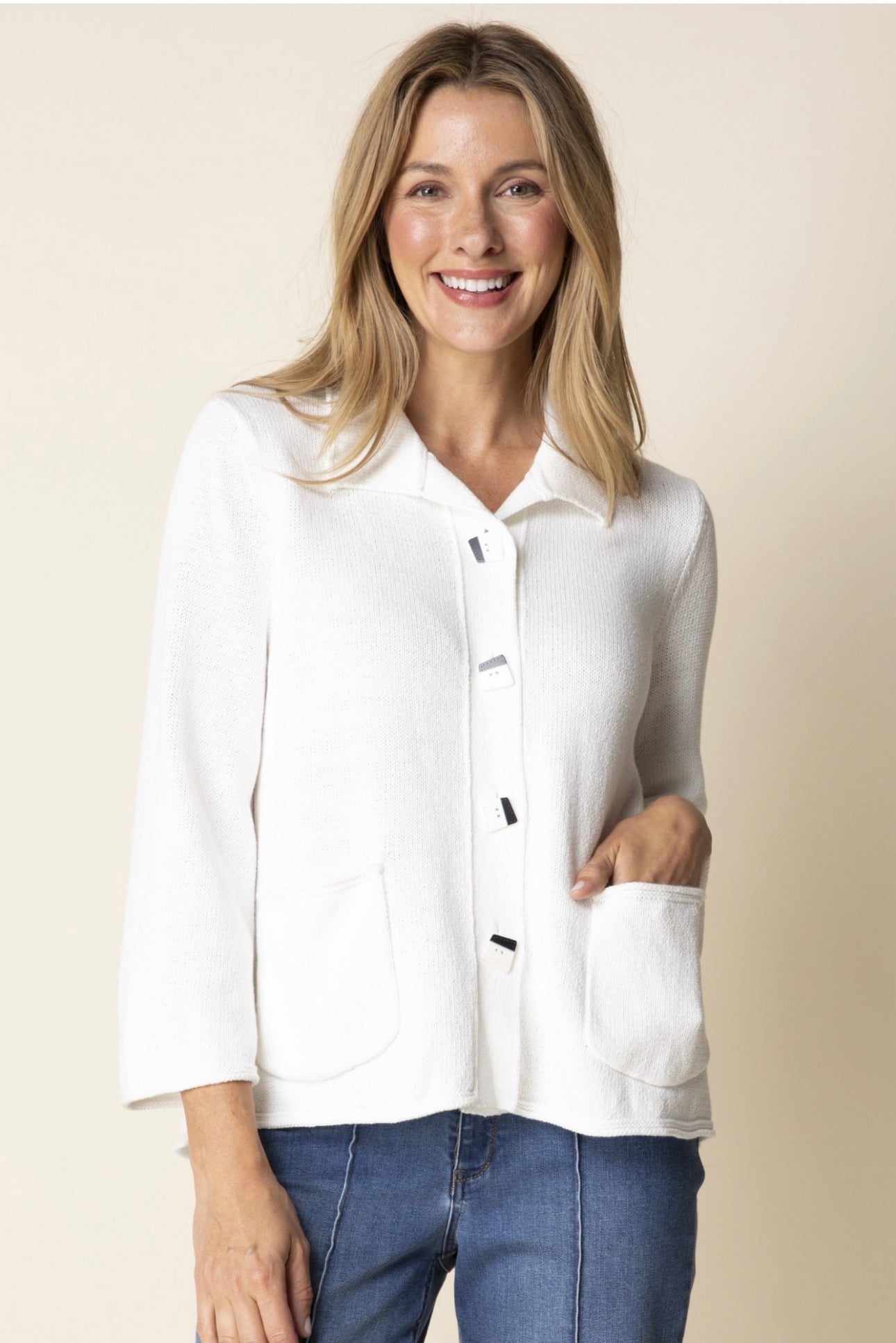 Habitat White Pleat Back Sweater Jacket