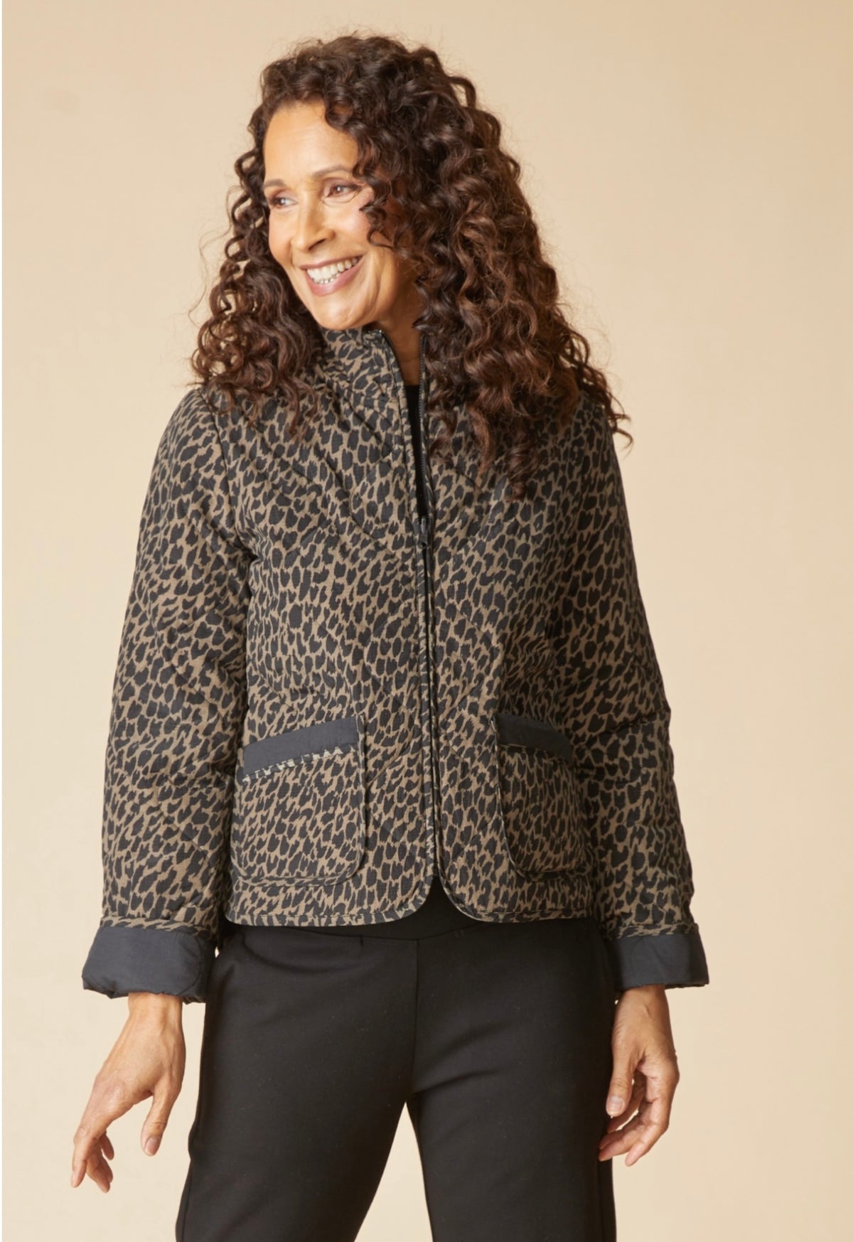 Habitat Reversable Print Quilt Puffer Coat (Black/Animal)
