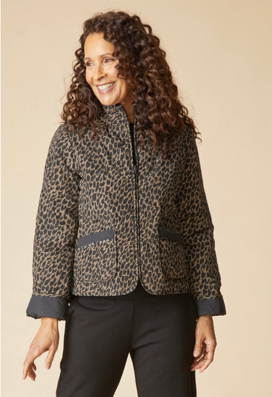 Habitat Reversable Print Quilt Puffer Coat (Black/Animal)