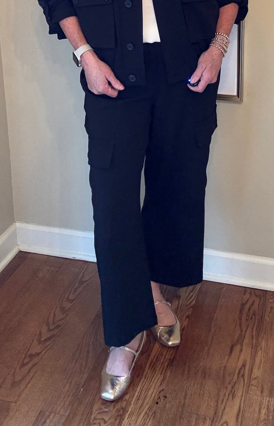 Liverpool Black Crop Cargo Pant