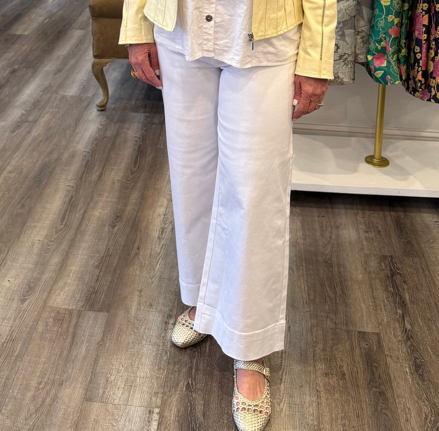 Tribal High Rise Fly Front White Jean