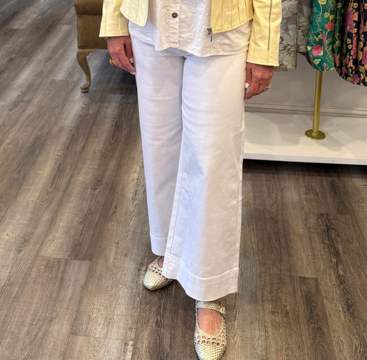 Tribal High Rise Fly Front White Jean