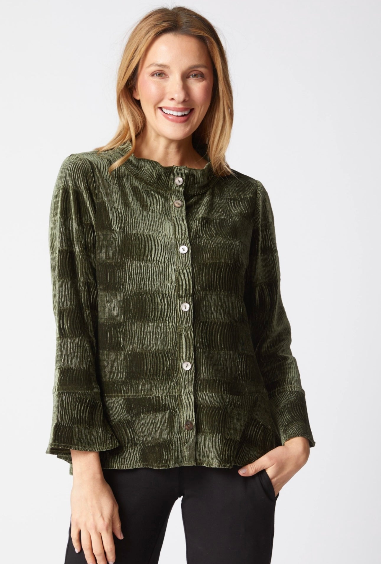 Habitat- Crinkle Velvet Flounce Shirt