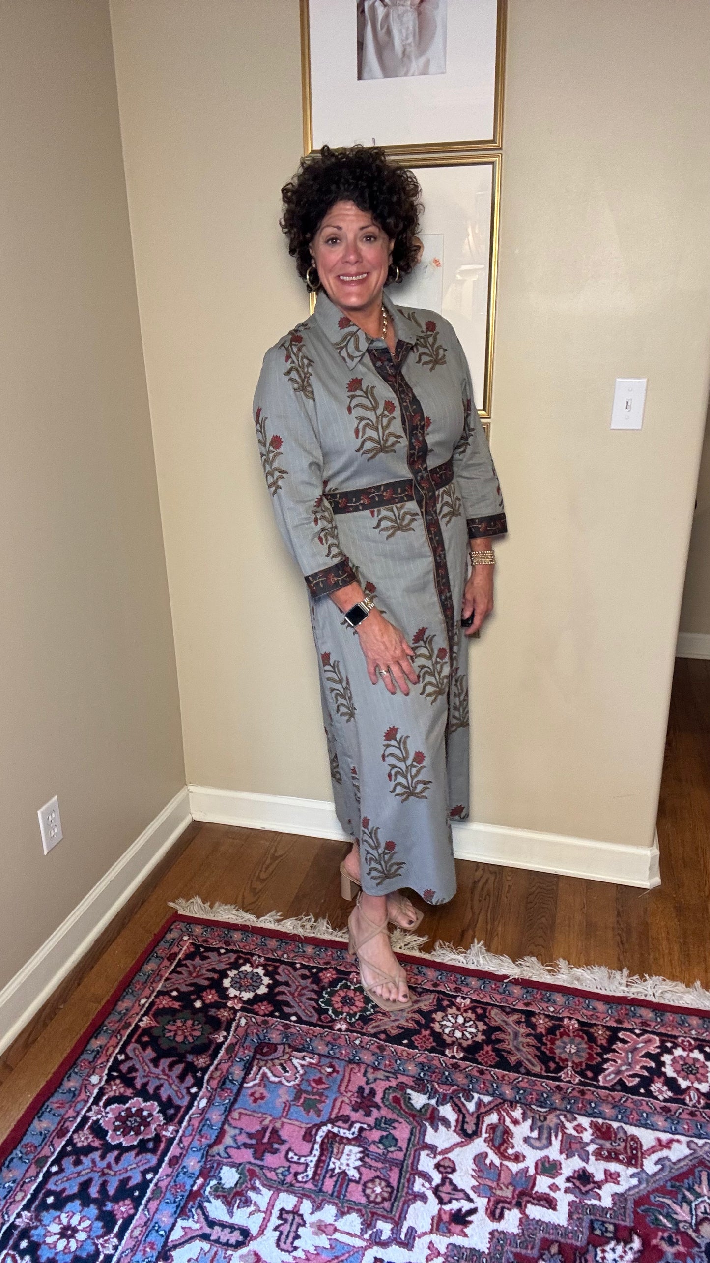 Uncle Frank-Double button Bordered Dress (Grey)