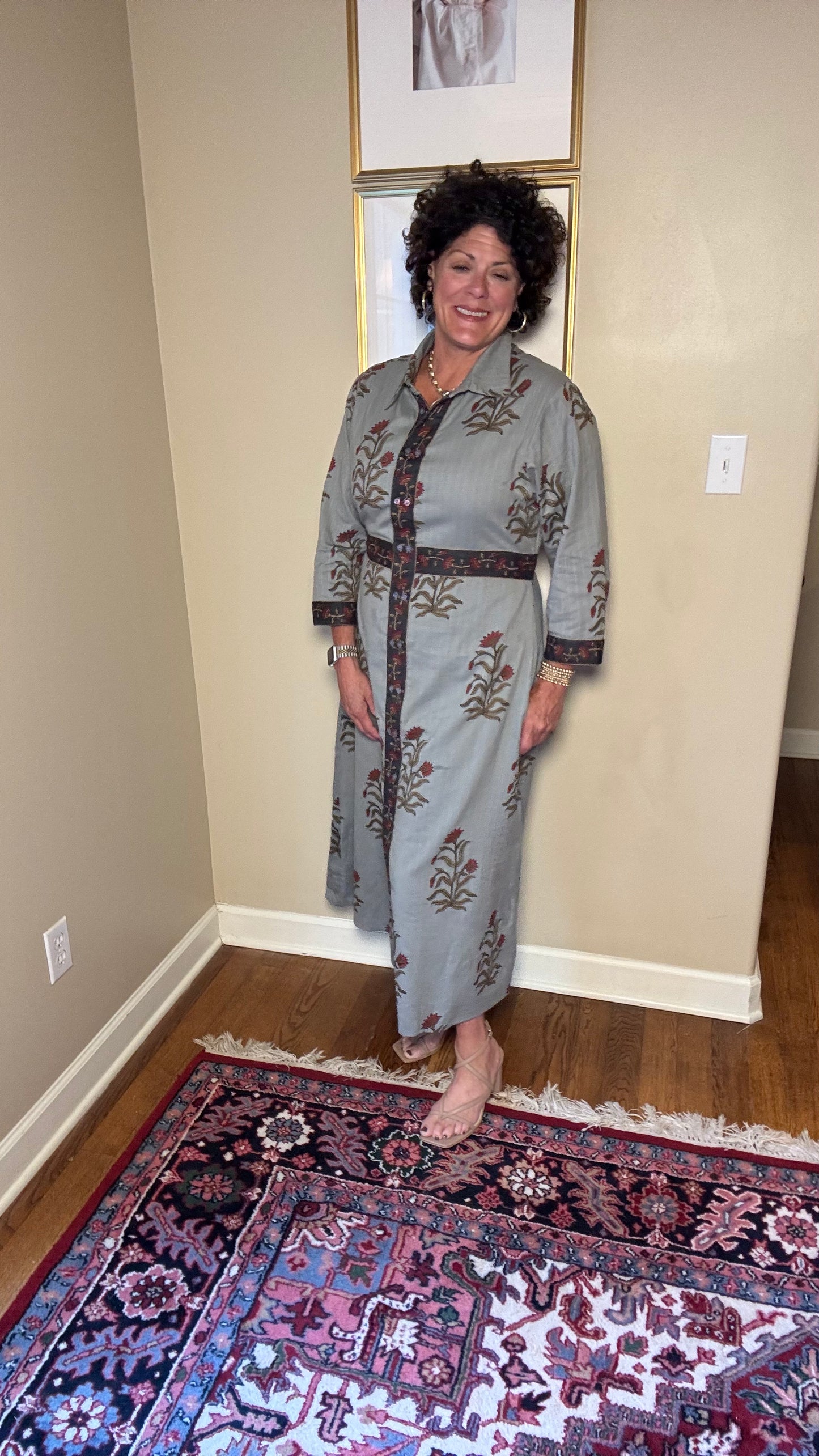 Uncle Frank-Double button Bordered Dress (Grey)