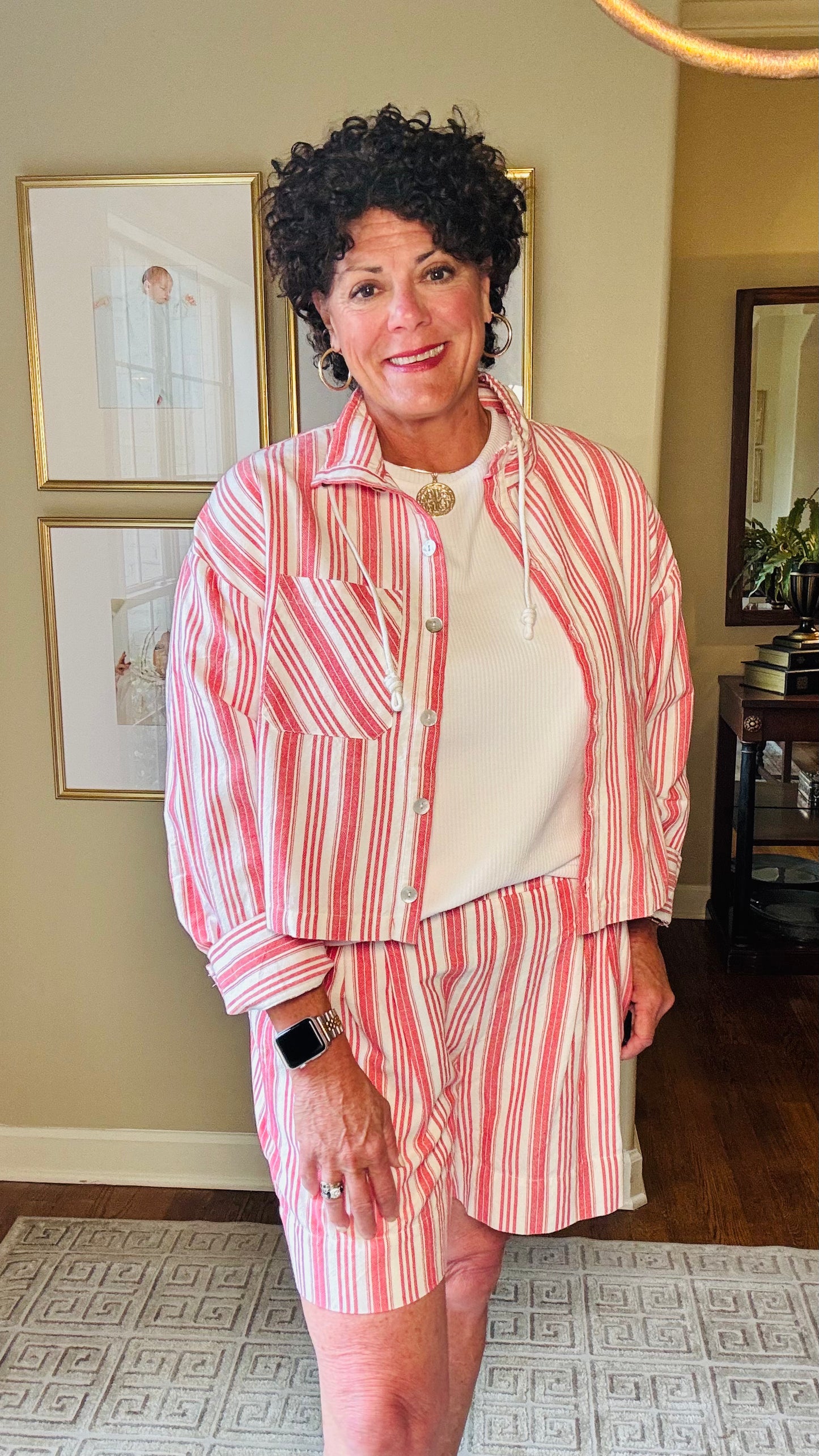Ivy Jane Red& White Stripe Short