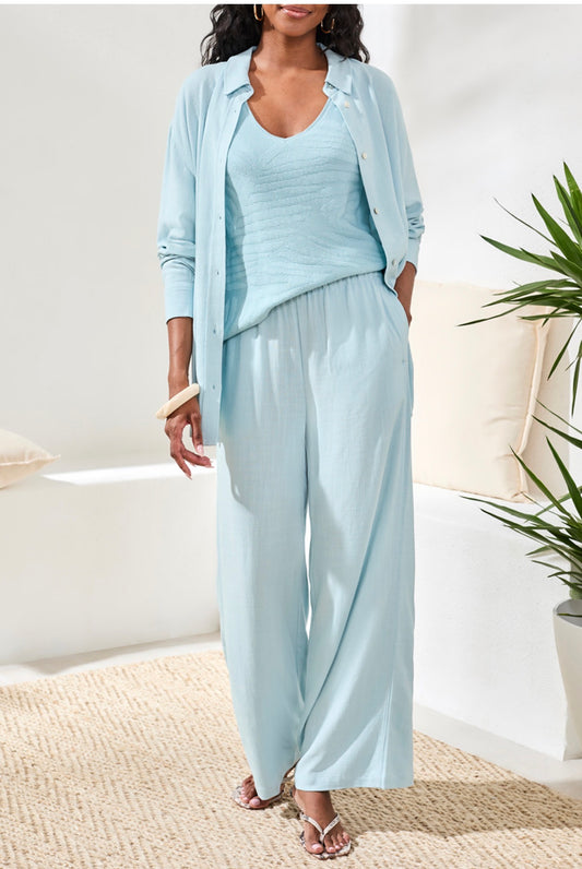 Tribal Lt Aqua Sky Linen Pants