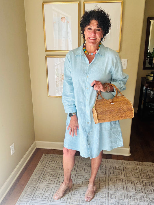 Habitat Linen Shirt Dress (Light Blue)