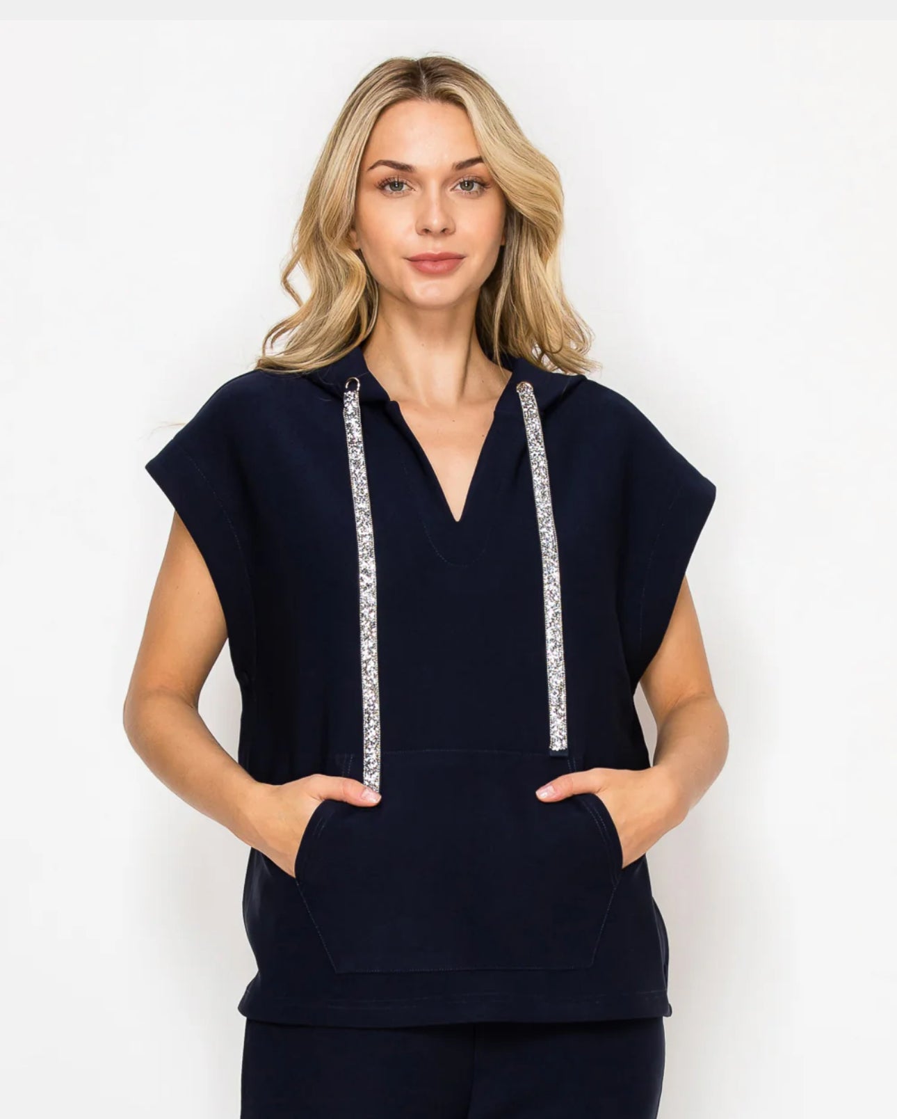 Joh Navy Pancho Top with Sparkles