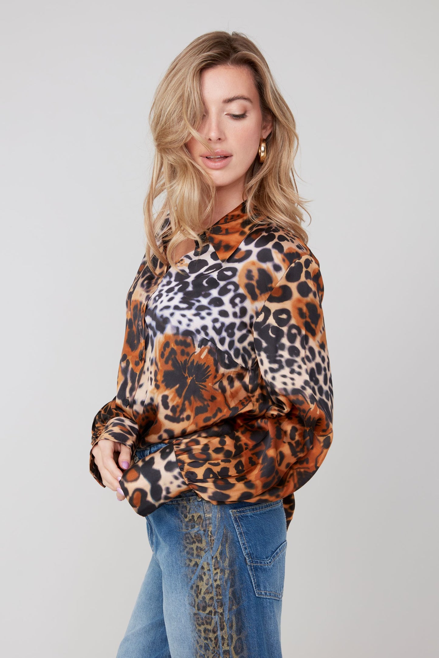 Renuar Leopard Tan Combo Blouse