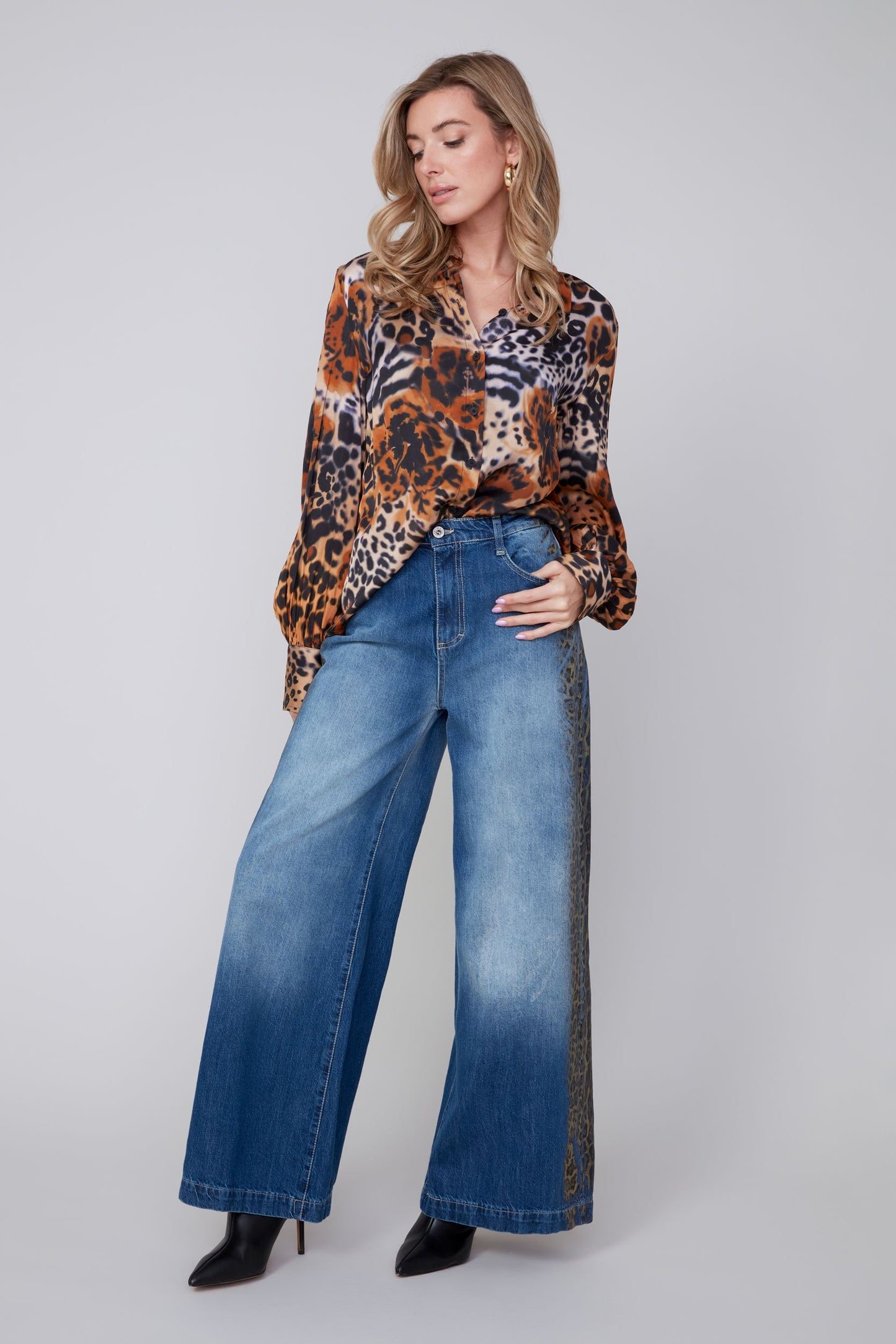 Renuar Leopard Tan Combo Blouse