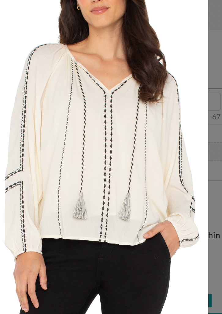 Liverpool Long SLV Woven Raglan Blouse