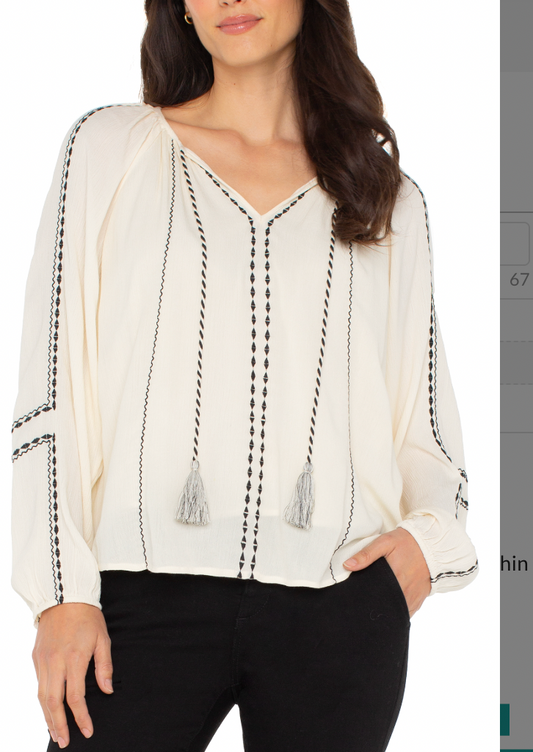 Liverpool Long SLV Woven Raglan Blouse