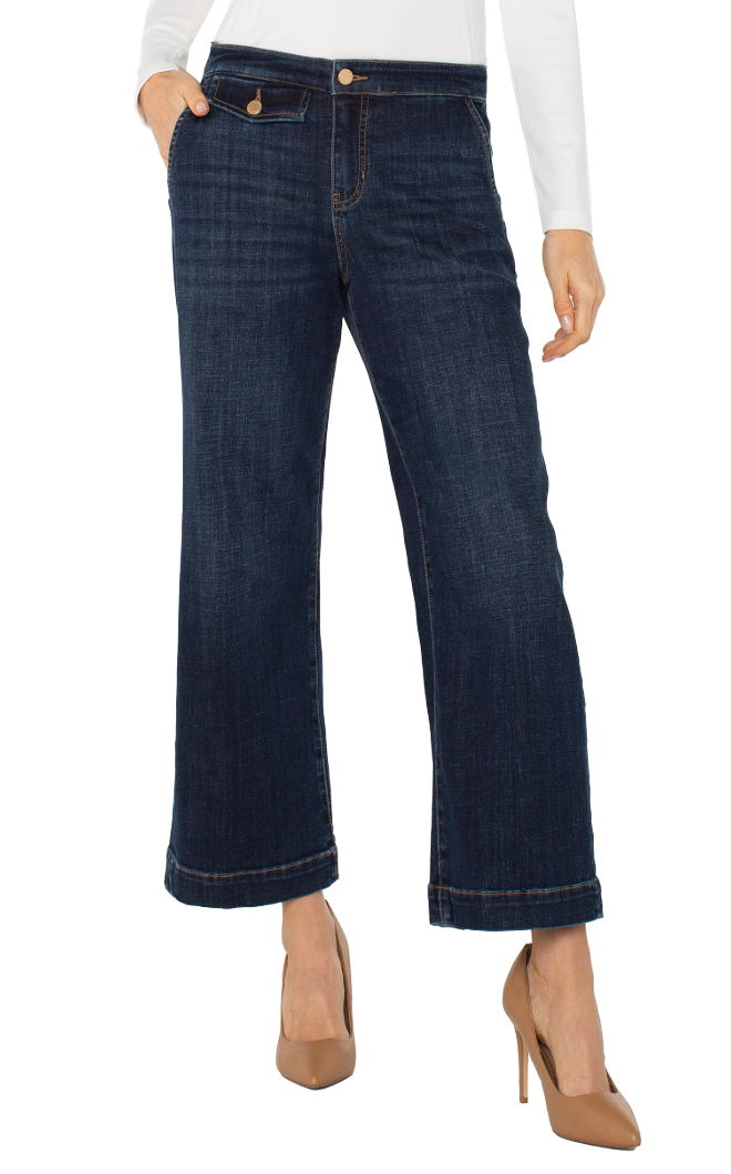 Liverpool Pull On Wide Leg Crop Trouser