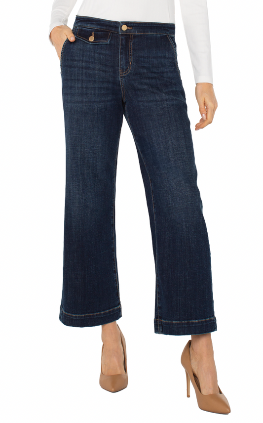 Liverpool Pull On Wide Leg Crop Trouser