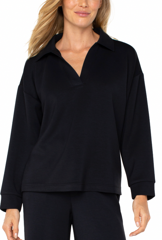 Liverpool Black V-Neck Collared Pullover