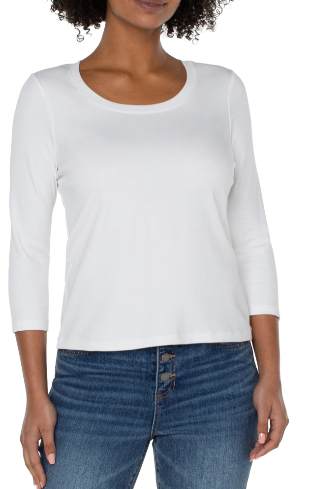 Liverpool White 3/4 Sleeve Knit Top