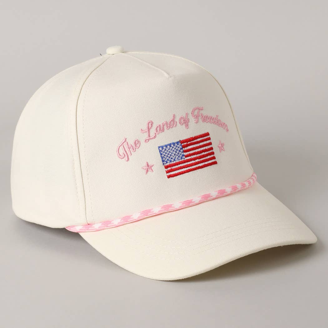 The Land of Freedom Flag Embroidered Trucker Hat: ROYAL BLUE / ONE SIZE
