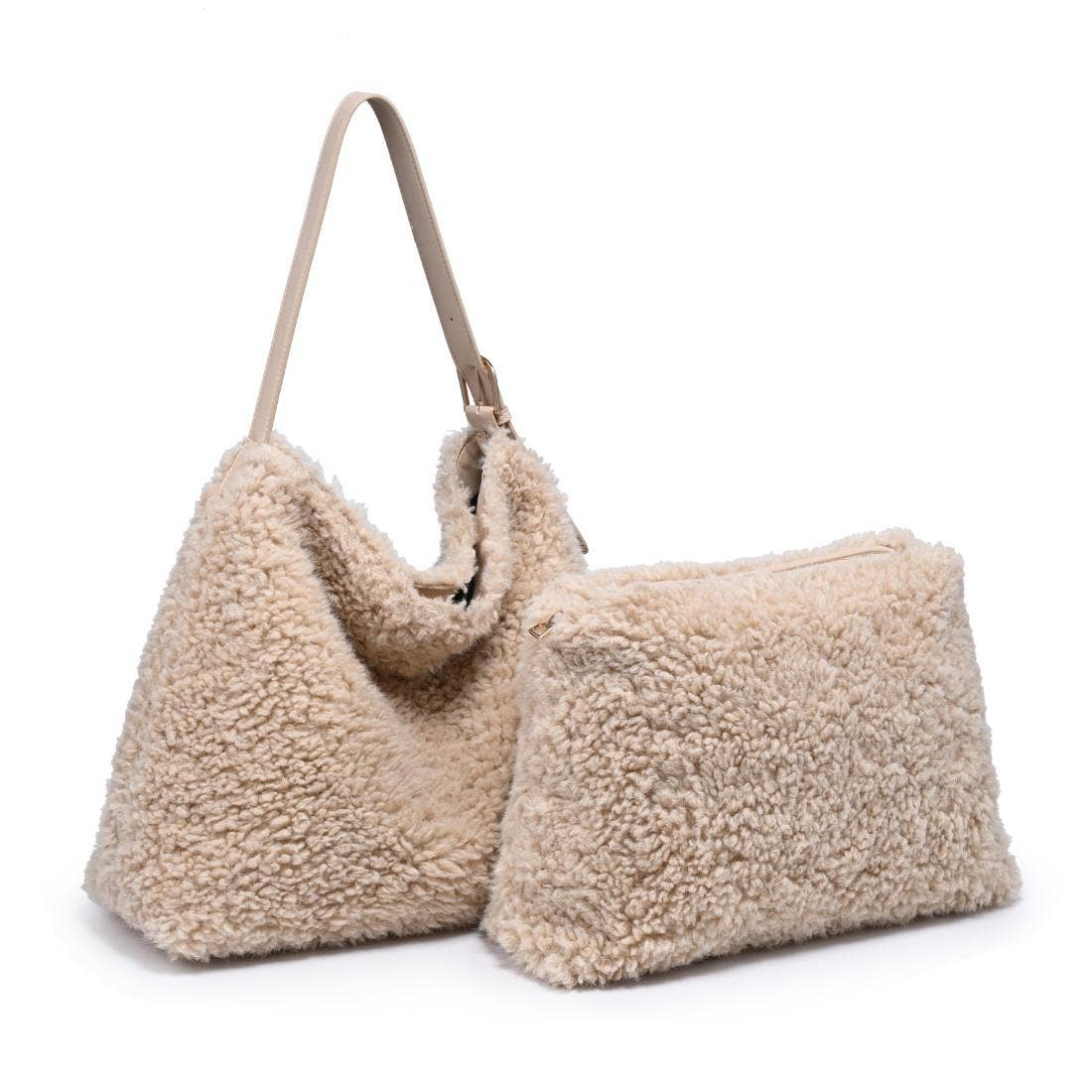 Neve Sherpa Tote: Burgundy