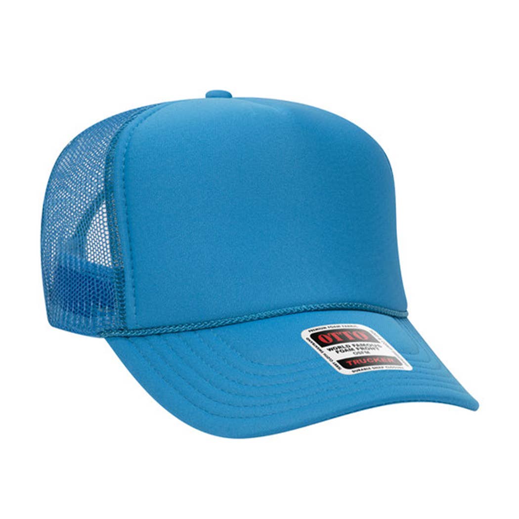 Solid Color OTTO 5-Panel Foam Mesh Back Trucker Hat: 015-TAN / ONE SIZE