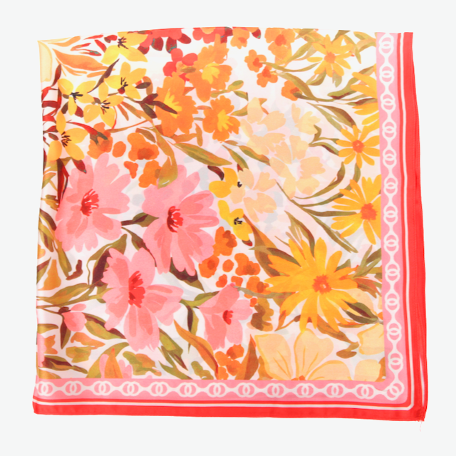 S26074 100% Polyester Lightweight Square Scarf: 01 Peach