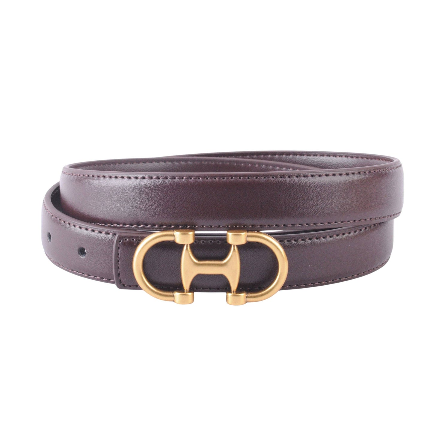Horsebit Buckle Equestrian Stitched Suede/Napa Leather Belt: Leopard / Medium (M)