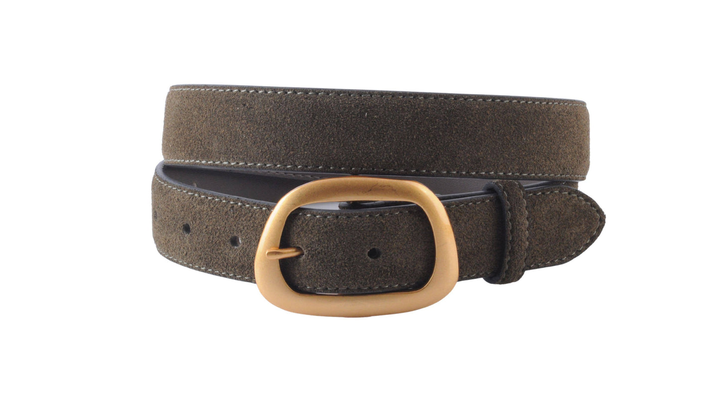 Suede Belt with Organic Shape Buckle | Everyday accessory: Chocolate / Large