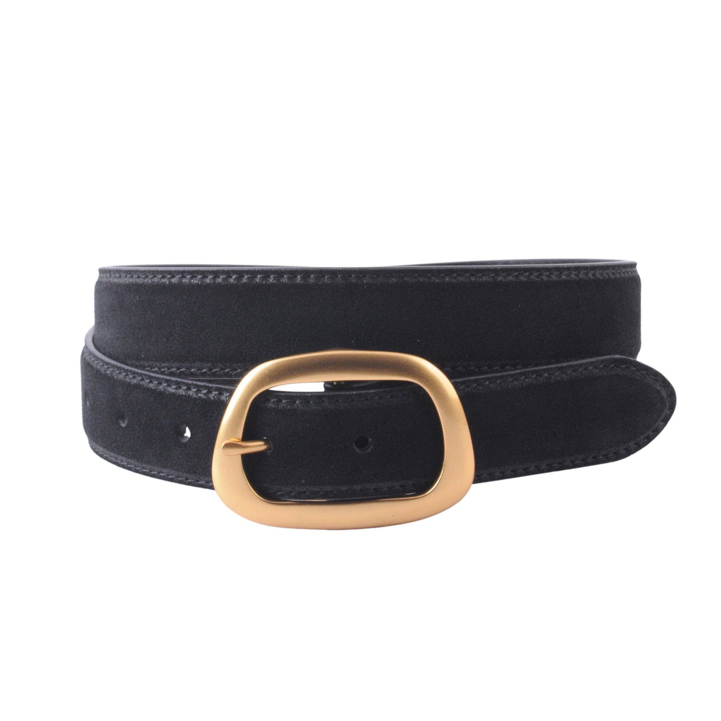 Suede Belt with Organic Shape Buckle | Everyday accessory: Chocolate / Large