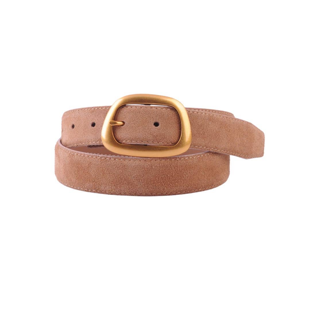 Suede Belt with Organic Shape Buckle | Everyday accessory: Chocolate / Large
