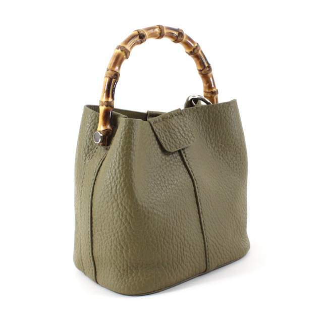 P23052 Bamboo Top Handle Crossbody Bag w/Cosmetic Pouch: 07 Green