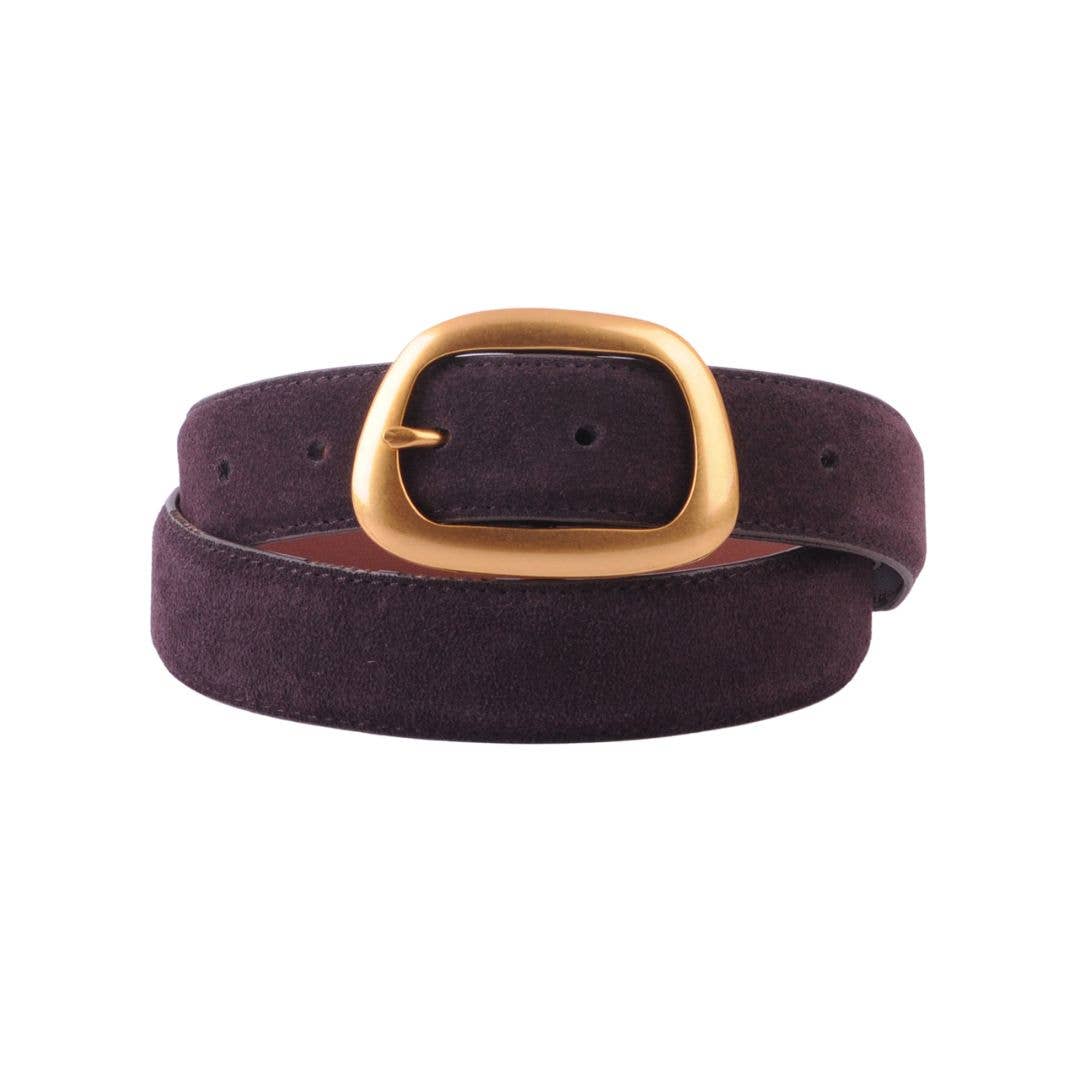 Suede Belt with Organic Shape Buckle | Everyday accessory: Chocolate / Small