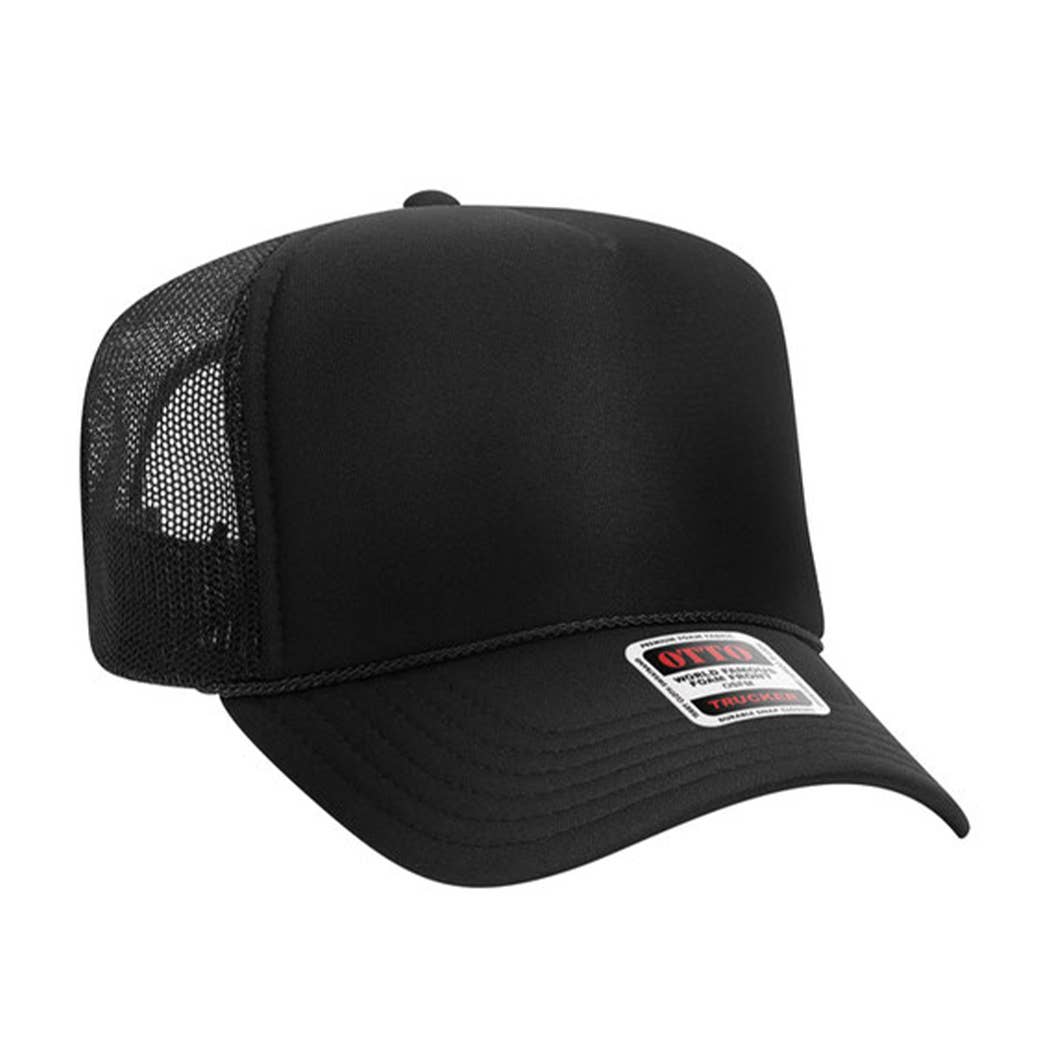 Solid Color OTTO 5-Panel Foam Mesh Back Trucker Hat: 050-PINK / ONE SIZE