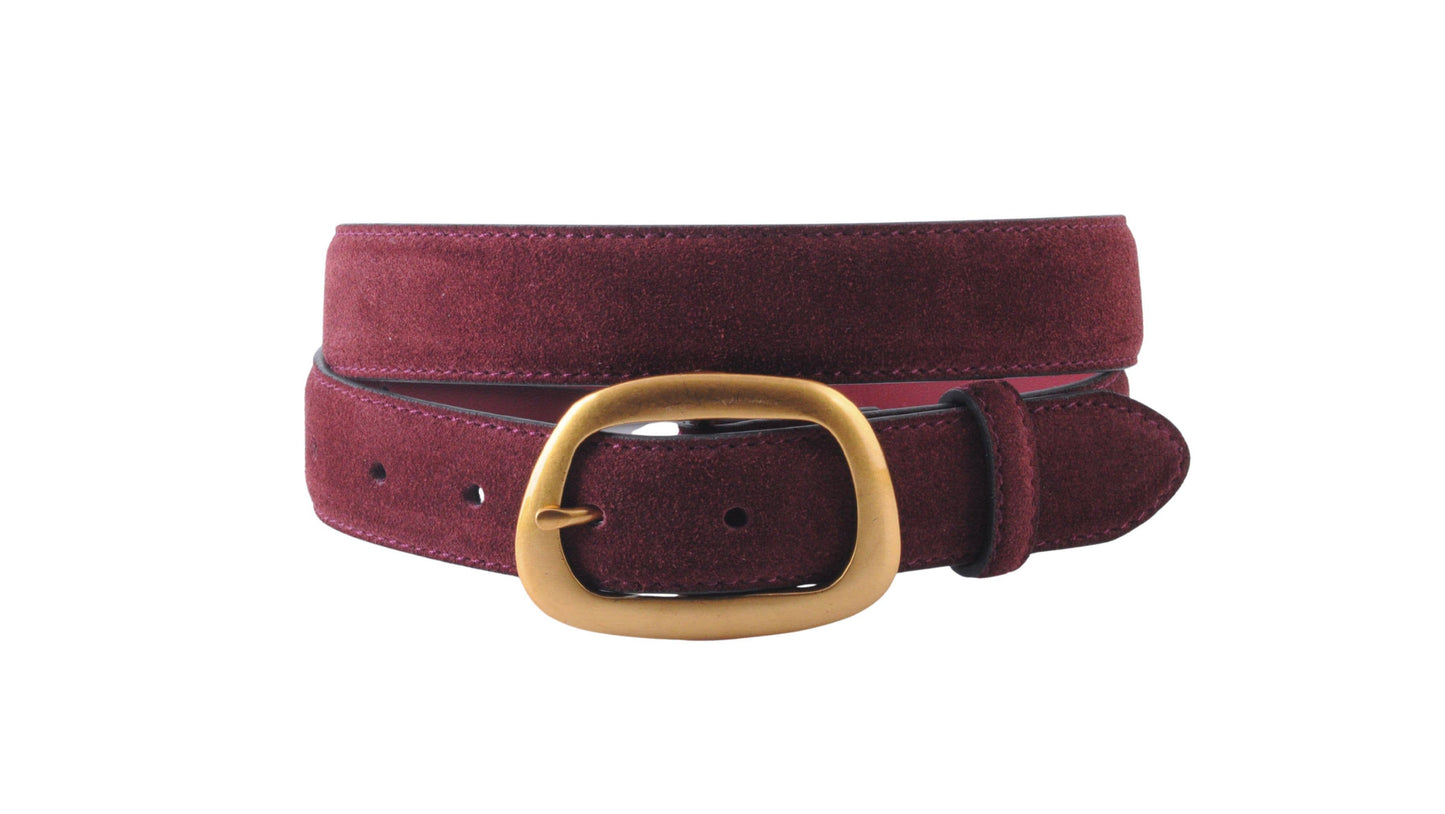 Suede Belt with Organic Shape Buckle | Everyday accessory: Chocolate / Small