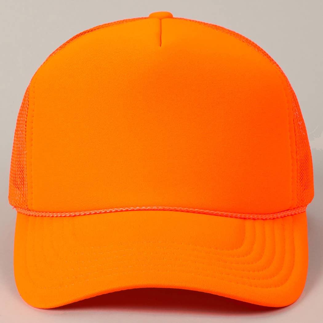 Solid Color OTTO 5-Panel Foam Mesh Back Trucker Hat: 050-PINK / ONE SIZE