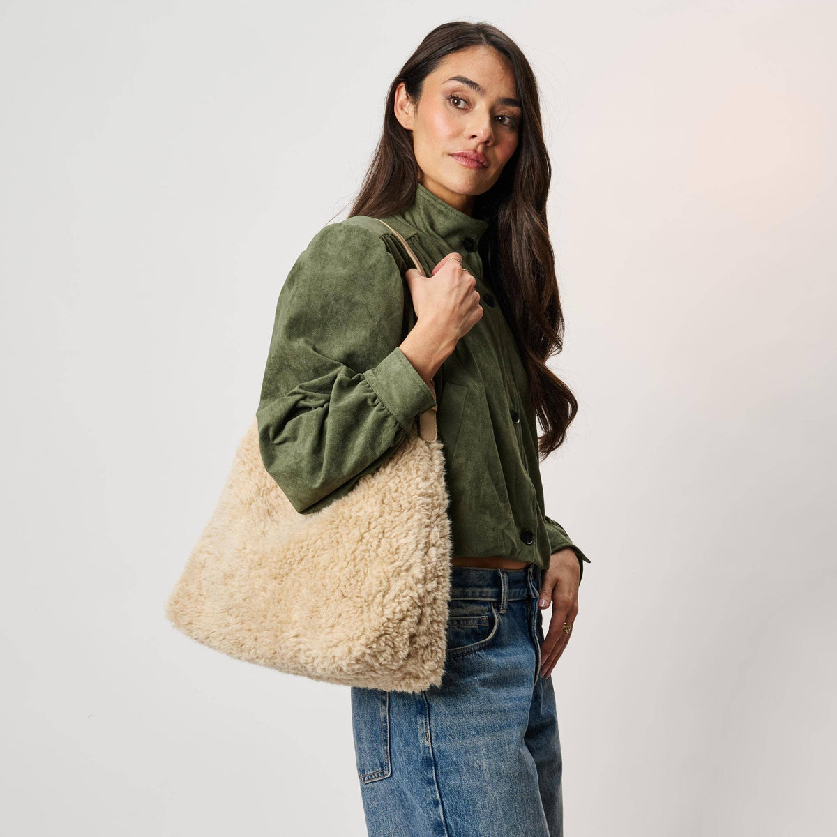 Neve Sherpa Tote: Burgundy
