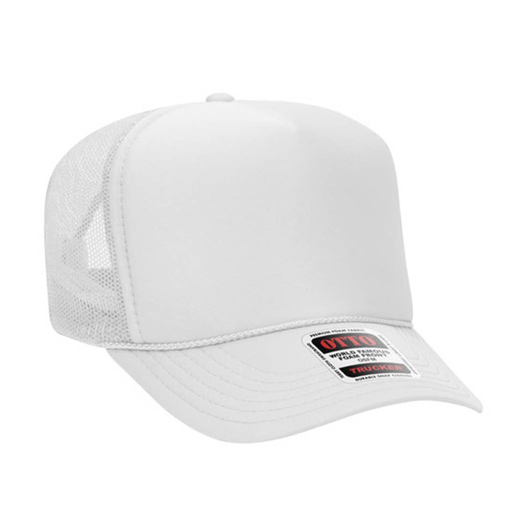 Solid Color OTTO 5-Panel Foam Mesh Back Trucker Hat: 015-TAN / ONE SIZE