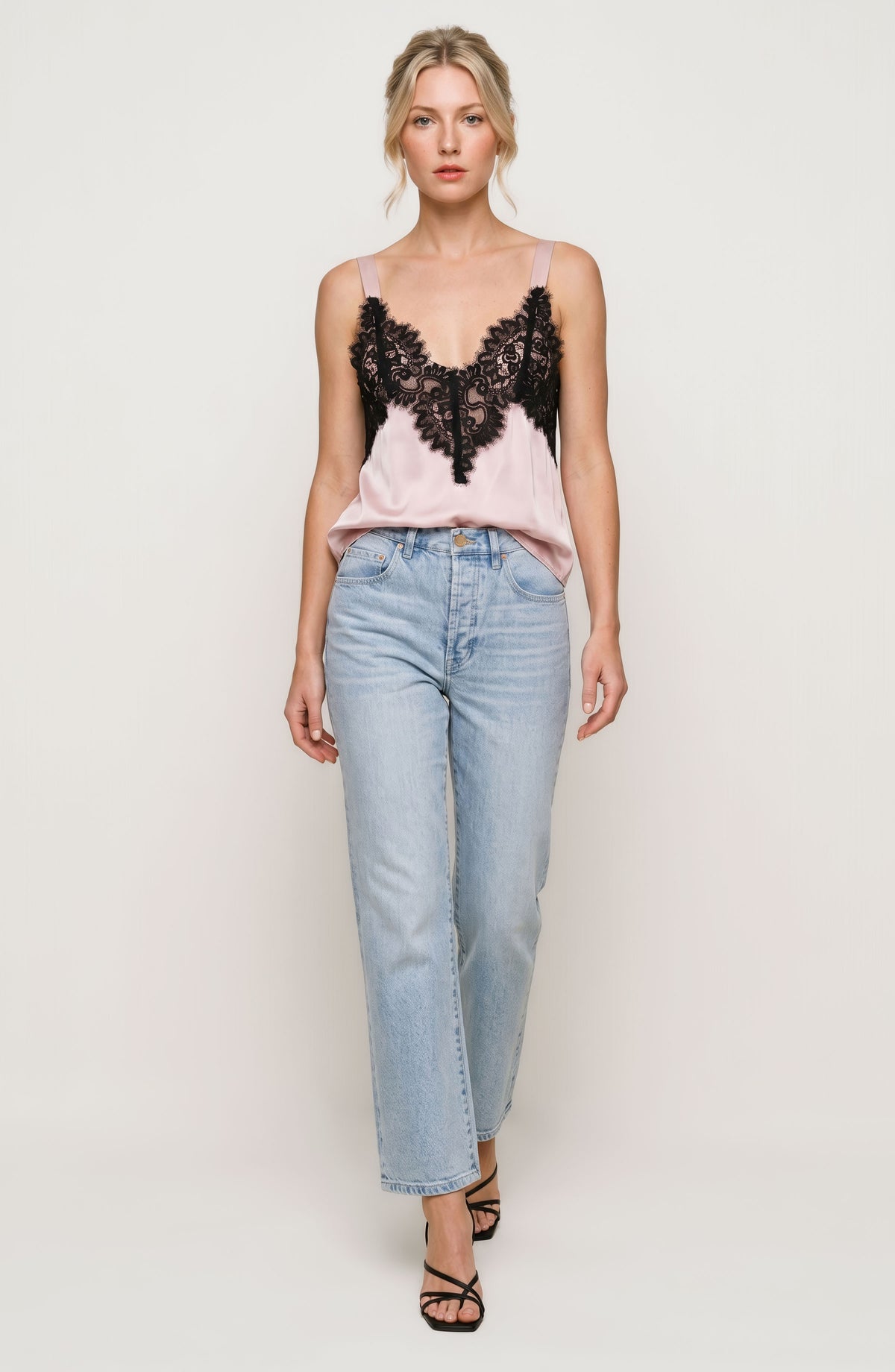 Liverpool sleeevless top w/ lace (pink)