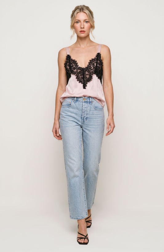 Liverpool sleeevless top w/ lace (pink)