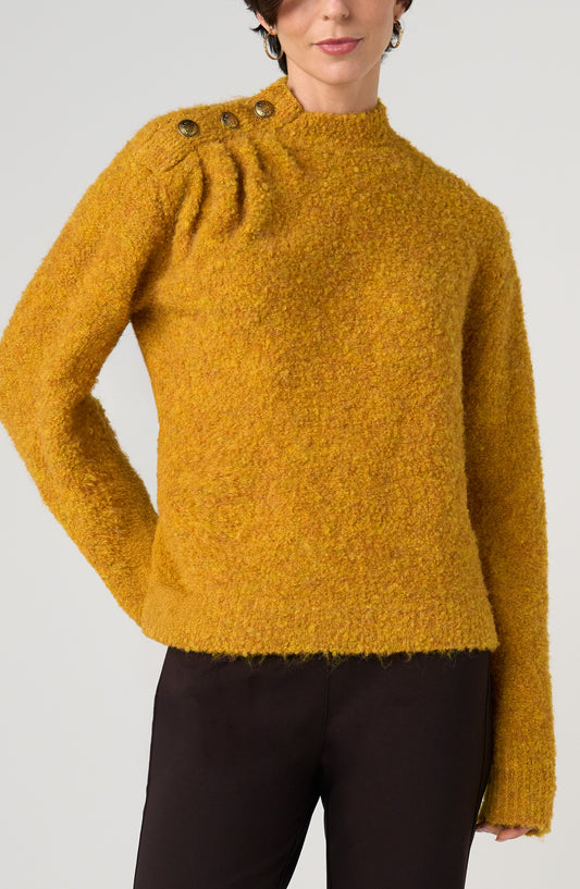 Liverpool long slv mock neck sweater w/ buttons