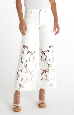 Liverpool Ivory Bloom Crochet Jean